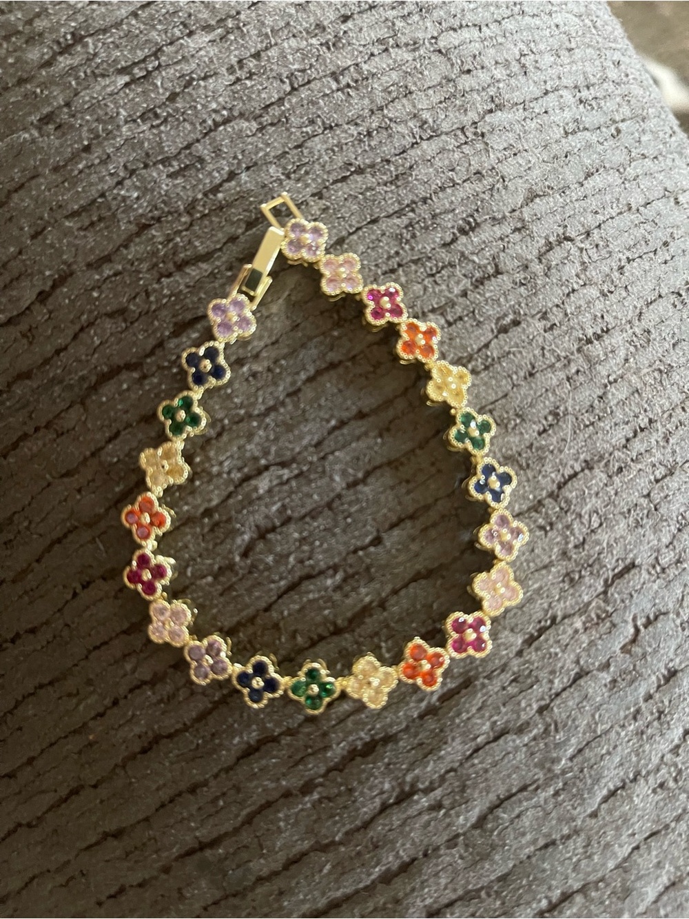 Gold Floral Multicolor Crystal Bracelet - Women Jewelry